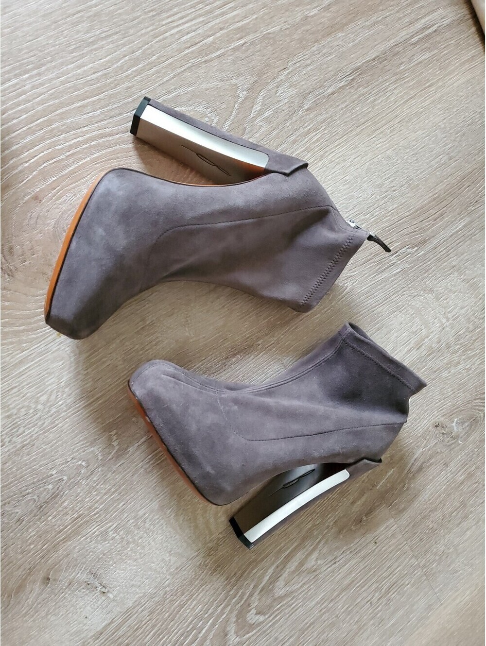 BRIAN ATWOOD Edeline Stretch Genuine Suede Platform Block Booties Women's  6.5